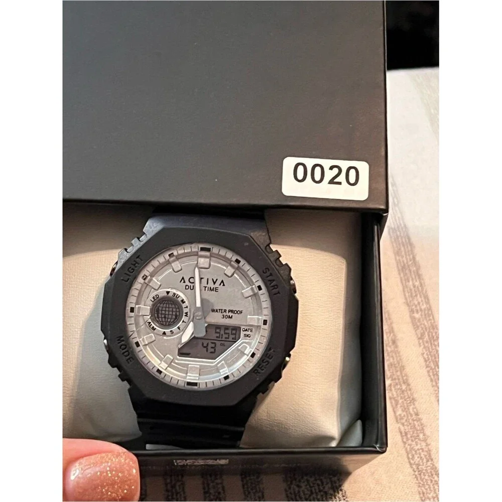 Activa by Invicta Dual Time Digital-Analog Watch - Black and Silver